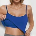 thumbnail image 3 of HAOTAGS Women's Ribbed Tank Top with Built in Bra Spaghetti Strap Tank Top Casual Yoga Padded Undershirts Blue Size M, 3 of 5