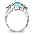 thumbnail image 5 of 925 Sterling Silver Rhodium Light Swiss Blue Topaz, Amethyst and Peridot Ring Size 8, 5 of 6