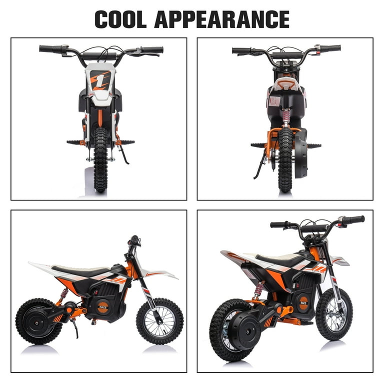 COCLUB 24V Electric Dirt Bike for Age 13 250W Battery Powered Ride On Motorcycle Toy with Twist Grip Throttle Hand operated Rear Brake