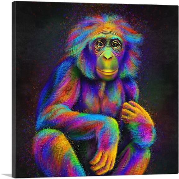 ARTCANVAS Bonobo Monkey Pygmy Chimpanzee Africa Great Ape Canvas Art Print - Size: 26" x 26" (1.50" Deep)