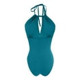 thumbnail image 6 of yoeyez Slimming One Piece Swimsuits for Womens Ruched Tummy Control Cutout Bathing Suit Backless Lace Up Halter Monokini Swim Suits Retro Swimwear Light Blue,S, 6 of 7