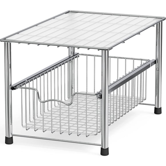 Estante De Almacenamiento Apilable De Metal Cromado De Simple Houseware, 16,75 Pulgadas De Largo X 10,8 Pulgadas De Ancho X 10,25 Pulgadas De Alto