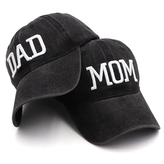 Honglvdeng Adjustable Embroidered Cotton Fathers Day Baseball Cap, Black, Adult Unisex, 2 Pack