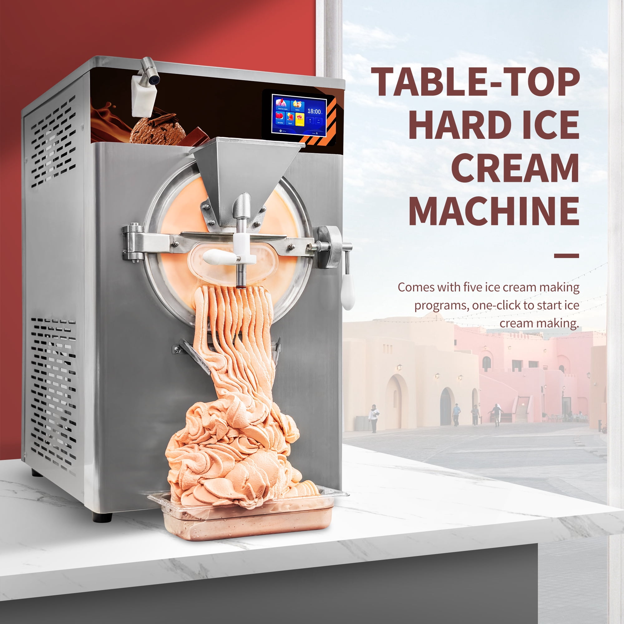 Mvckyi 13Gal/H Gelato Machine, Commercial 12L Hard Ice Cream Maker Batch Freezer Italian Ice Machine