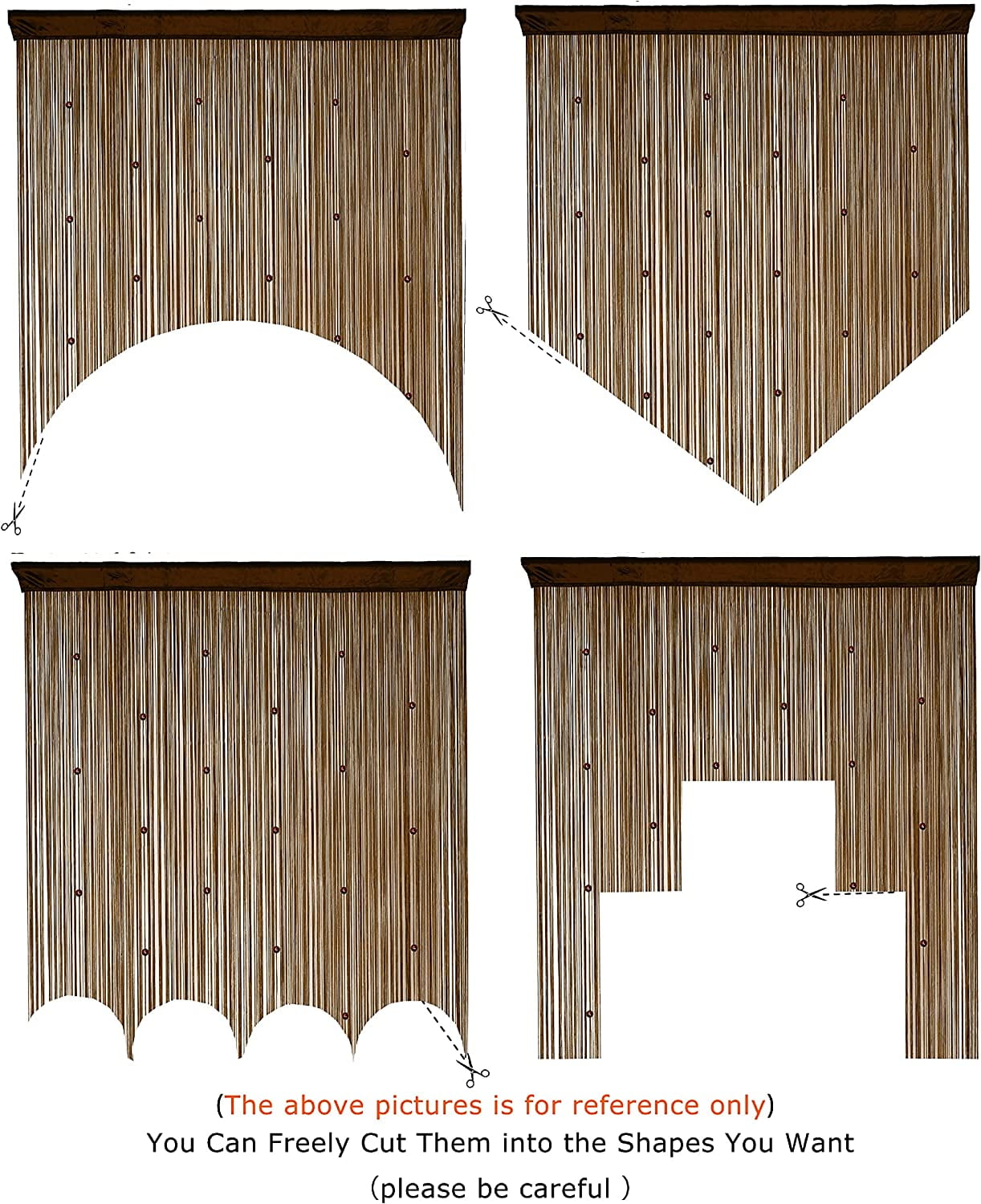 Beaded Curtain Door String Curtains for Doorway Tassels Beads Hanging Fringe Hippie Room Divider Window Hallway Entrance Wall Closet Bedroom Privacy Decor (39×79in/100×200cm, Coffee)