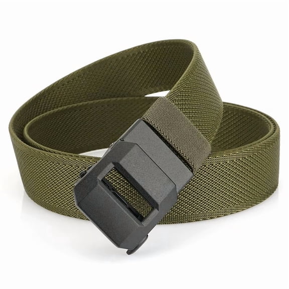 Nylon Ratchet Belt for Men, Adjustable Automatic Woven Waist Strap with Heavy-Duty Buckle for Sports Casual Business Use, Durable Stylish Belt for Everyday Outdoor Wear