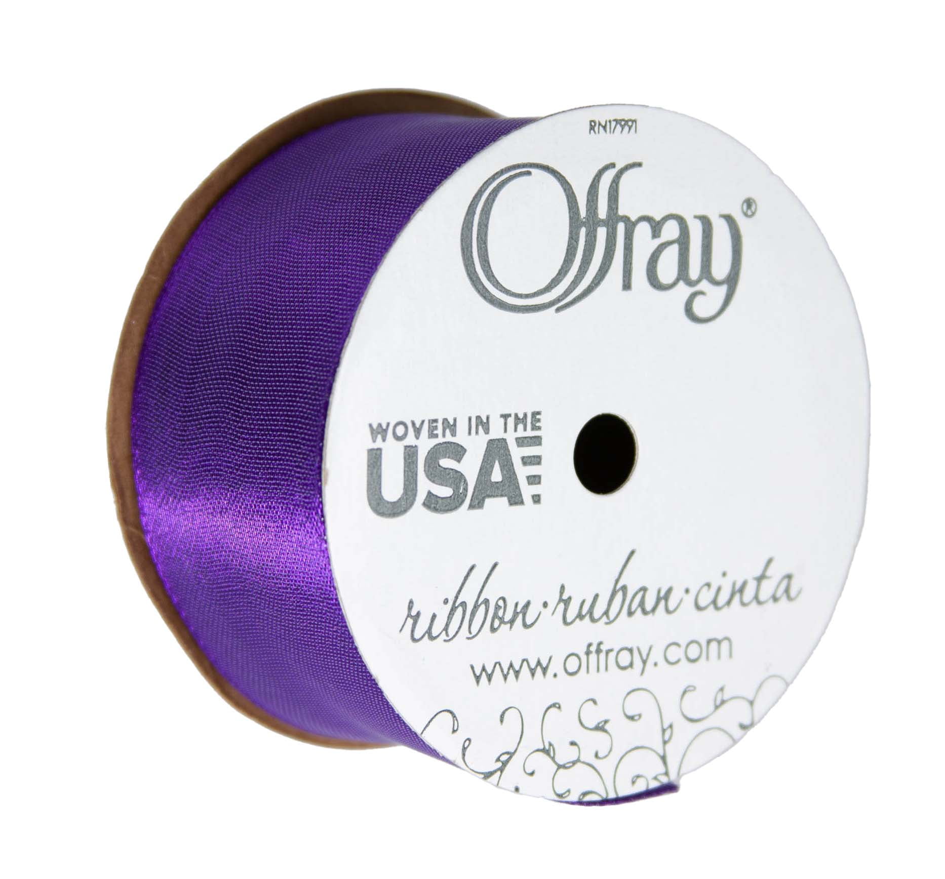 Offray Ribbon, Purple 1 1/2 inch Wired Sheer Ribbon, 9 feet