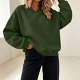 thumbnail image 5 of Inverlee Oversized V Neck Crewneck Sweatshirts for Women Long Sleeve Drop Shoulder Pullovers Solid Basic Loose Fit Casual Daily Tops Army Green S-XL, 5 of 7