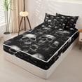 thumbnail image 2 of Homewish Horror Gothic Skull Zipper Twin Comforter Sets with Fitted Sheet and 2 Pillowcases,Halloween Themed Zipper Bedding Set,Gray,Black Reversible,4pcs, 2 of 8