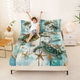 thumbnail image 3 of Manfei 3D Turtle Seashell Starfish Queen Sheet Sets for Kids Boys and Girls, Teal Marine Life Print Bed Set 4 Pieces, 1 Flat Sheet, 1 Fitted Sheet and 2 Pillowcases, 3 of 6