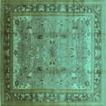 thumbnail image 1 of Ahgly Company Machine Washable Indoor Square Oriental Turquoise Blue Industrial Area Rugs, 7' Square, 1 of 4