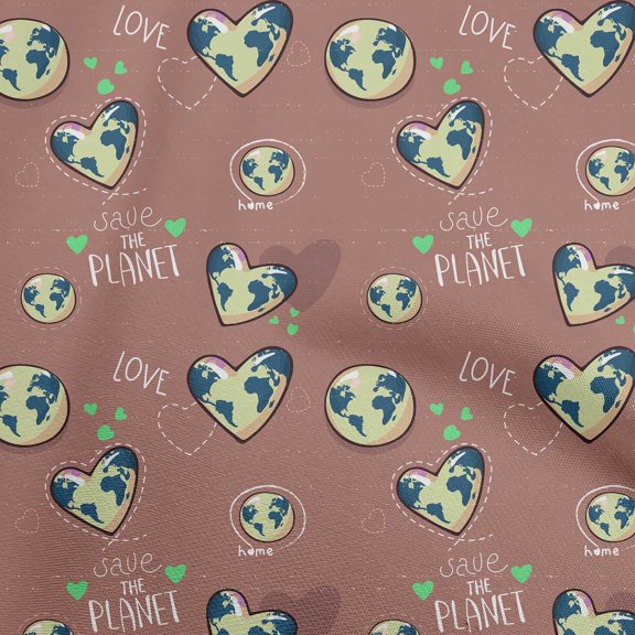 oneOone Cotton Cambric Dark Rose Brown Fabric Save Earth Sewing Craft Projects Fabric Prints By Yard 56 Inch Wide