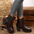 thumbnail image 6 of Xfvqtps Womens Chelsea Boots Leather Chunky Heel Ankle Booties Side Zipper Fashion Boots for Women Block Heel Winter Casual Shoes Brown, 6 of 7