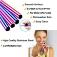 thumbnail image 3 of Sinvic Jumbo Smoothie and Milkshake Reusable Metal Straws, 10mm Wide for Boba, 8.5 Inch Long for 30oz Tumbler, Stainless Steel, Rainbow, 2 Straight and 2 Bent with 1 Cleaning Brush, 3 of 9
