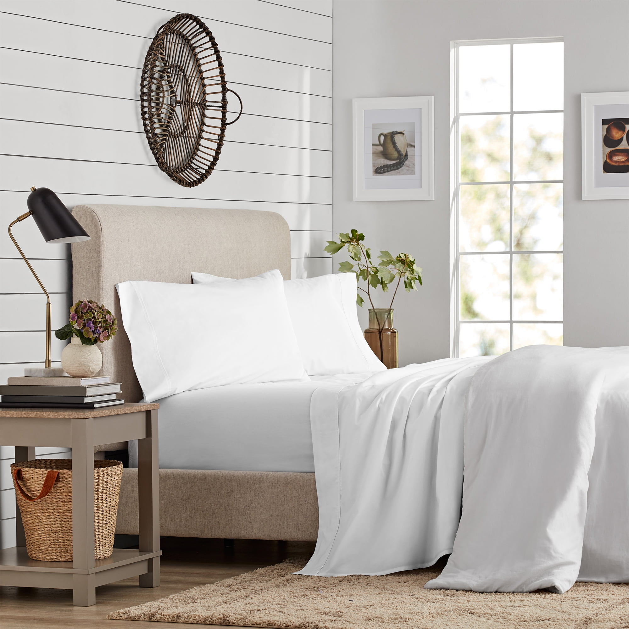 Color Sense Cotton Rich Jersey Bedsheet Set, Super-Soft & Cozy Knitted, 3-Piece Twin White