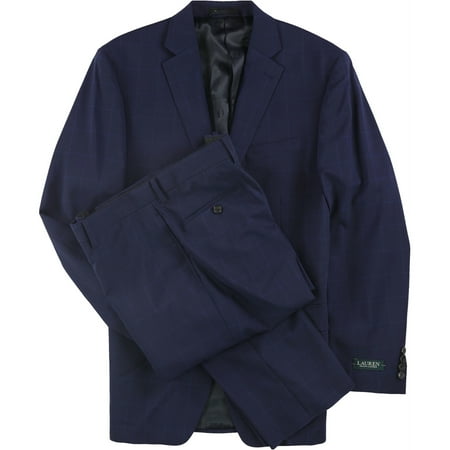 Ralph Lauren Mens Double Windowpane Two Button Formal Suit navy 40/Unfinished