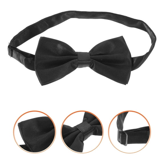 WRITWAA Black Polyester Bow Tie for Men, Double Layer Formal Wedding Accessory, Groom Necktie, Elegant Design