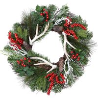 Holiday Time Pinecone and Antler Wreath