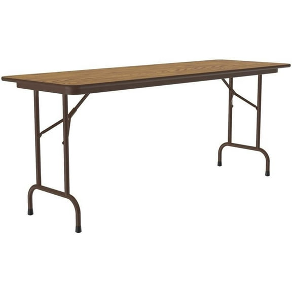 UrbanPro 24"W x 60"D Metal & Wood Folding Table in Medium Oak/Wishbone