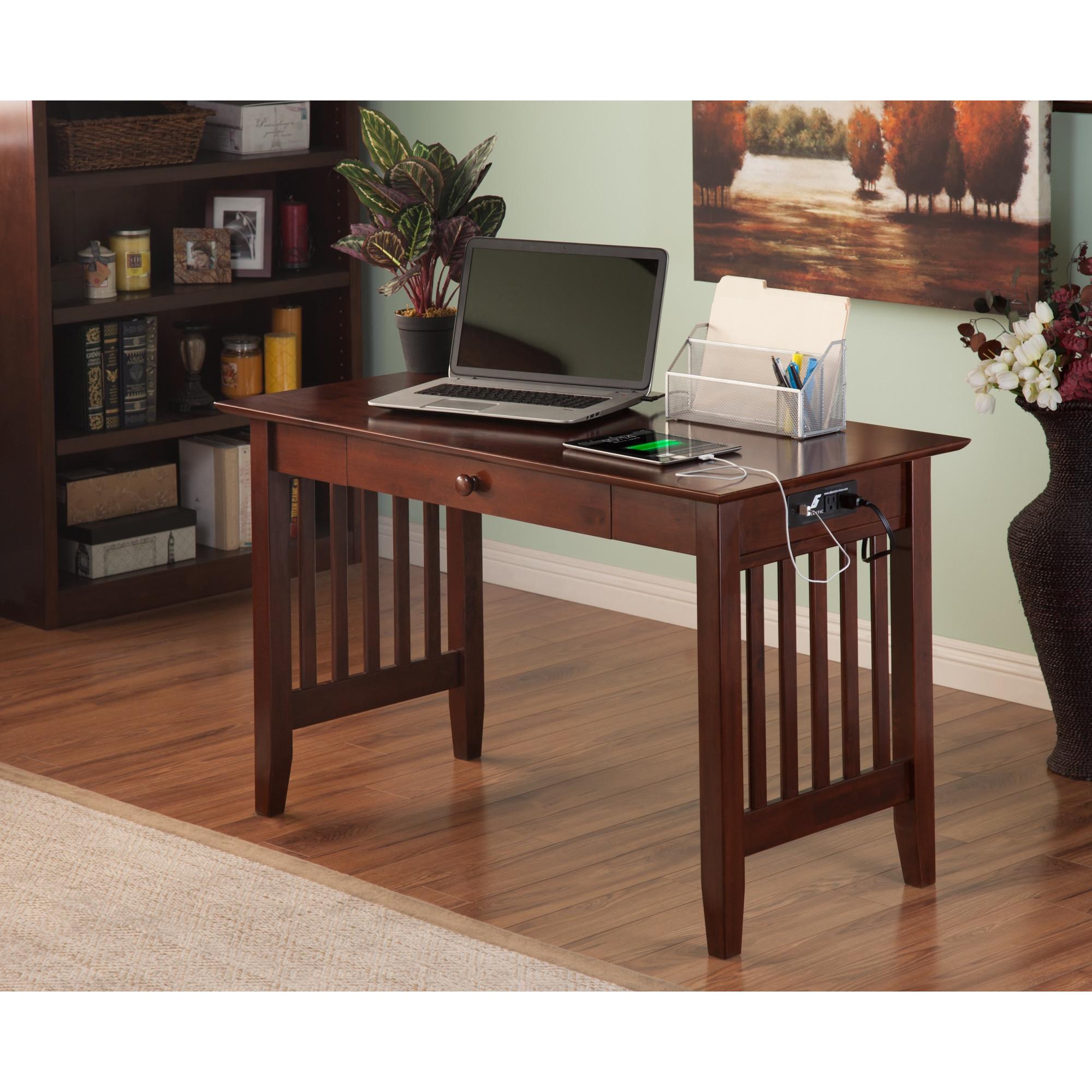 Mission Desk with Drawer and Charging Station in Walnut or Caramel - image 3 of 8
