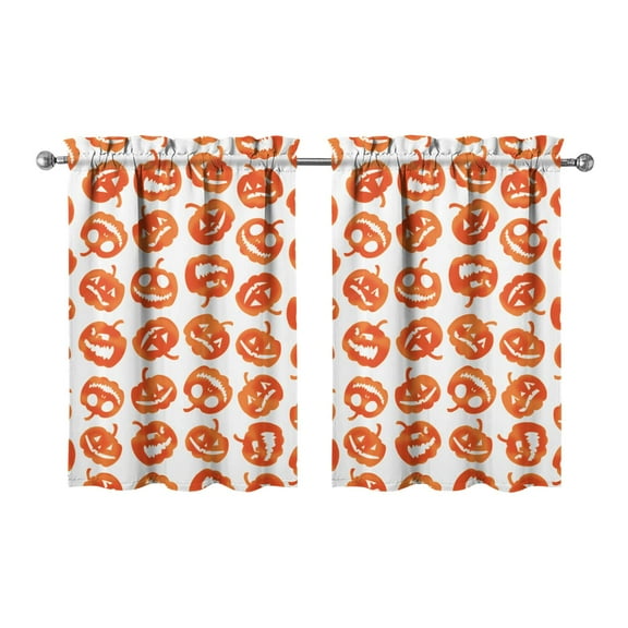 Set of 2 Gothic Halloween Tier Curtains with Skull and Witch Artwork, Semi-Sheer Caf Curtains for Farmhouse Kitchen 27.5x36in(70x90cm) Kitchen Curtains