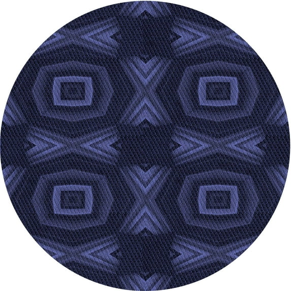 Ahgly Company Indoor Round Patterned Night Blue Area Rugs, 8' Round
