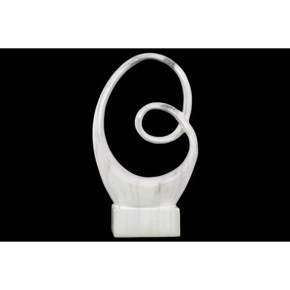 Ceramic Sculpture Polished Chrome Finish White 13.25"H