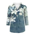 thumbnail image 3 of GaThRRgYP Going Out Tops for Women,Tops for Women Trendy Summer,Fashion Woman V Neck Three Quarter 3/4Sleeve T Shirt Printing Blouse Tops Sweatshirt Blue S, 3 of 5