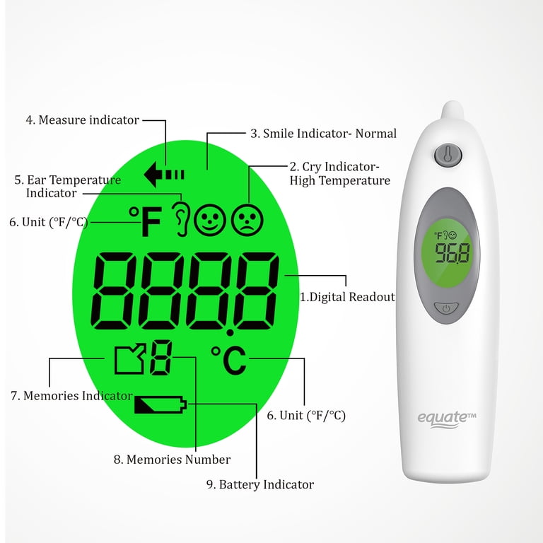 Equate Infrared Ear Thermometer, 3-Color Backlight photo 5