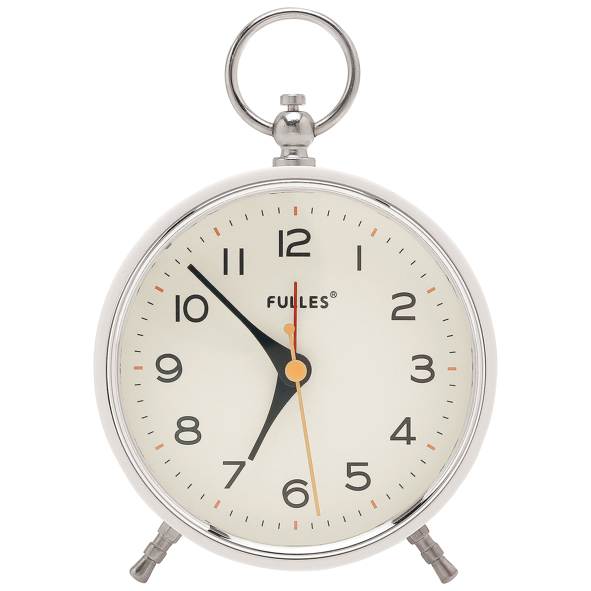 REGALWOVEN Vintage Alarm Clock Retro Metal Casing with Hanging Ring, Nightlight, Ideal for Bedroom Nightstand White 4.3L x 2.0W x 6.4H