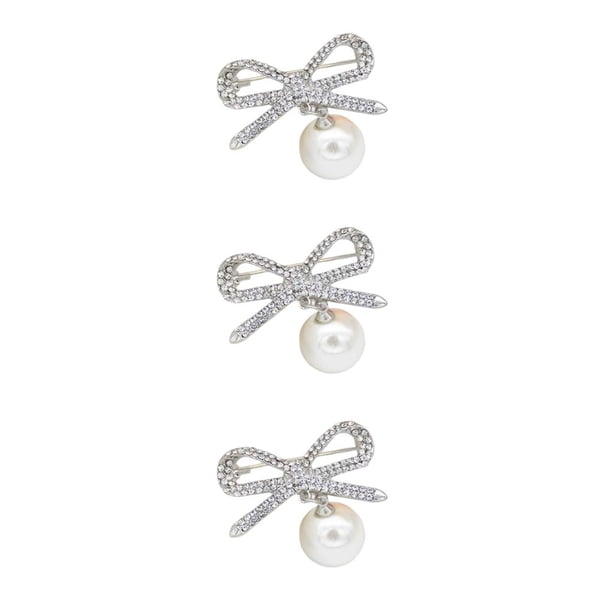 Sonducket Broche de perla con lazo, Pin de solapa esmaltado de imitación, joyería, broches de diamantes de imitación antivaciados para niñas, Type1 NO1