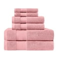 thumbnail image 2 of Superior Aria Turkish Cotton Solid Heavyweight 6-Piece Coral Pink Towel Set, 2 of 6