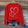 thumbnail image 2 of Blouse Tunics for Womens Fall Loose Fit Crewneck Long Sleeve Cap Drop Shoulder Zipperless Love Printed Pullover Ribbed Knit Top Pullovers(Red,S), 2 of 7
