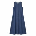 thumbnail image 4 of Fewfanhot Summer Dresses for Women Sleeveless Crewneck Maxi Long Vest Shift Dress with Pockets, 4 of 7