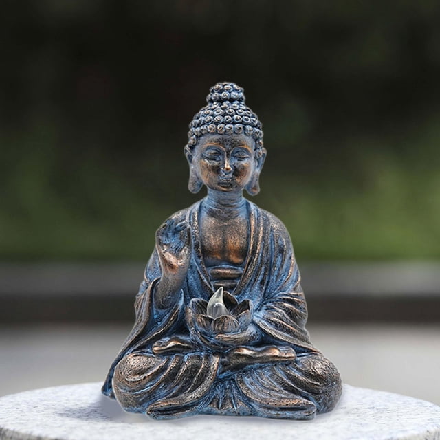 Adorno de estatua de Buda con escultura de iluminación Solar, estatuilla religiosa budista para inauguración de la casa en el césped interior