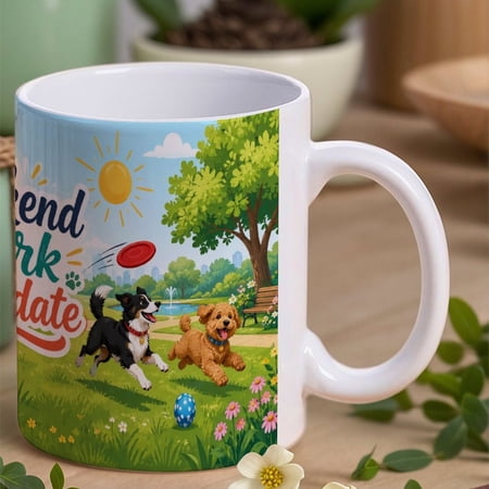 Weekend Park Playdate11 Oz Ceramic Coffee Mug, Printed Coffee Cup for Tea, Cocoa, Home Office Gift