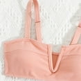 thumbnail image 4 of Traje de baño de 2 piezas para mujer, trajes de baño para mujer, traje de baño de color liso para niña con top de cuello en V acolchado, shorts de baño divididos, conjunto de bikini de poliéster para, 4 of 7