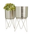 thumbnail image 6 of CosmoLiving by Cosmopolitan 12", 11"H Silver Metal Planter with Removable Stand (2 Count), 6 of 8