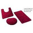thumbnail image 2 of BURGUNDY 3-Piece Rock Memory Foam Bathroom Mat Set, Flannel Embossed Rug 19"x 30", Contour Mat 19"x19", and Toilet Lid Cover 19"x19" with Non-Skid Rubber Back, 2 of 5