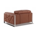 thumbnail image 6 of Mod Terra Cotta Leather and Chrome Deco Accent Chair, 6 of 8
