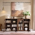 thumbnail image 3 of Glass Arched Door Sideboard Buffet Cabinet, Accent Cabinet with Adjustable Shelf, Wood Modular Credenza Storage Cabinet for Dining Room, Living Room, Entryway, Brown, 3 of 8