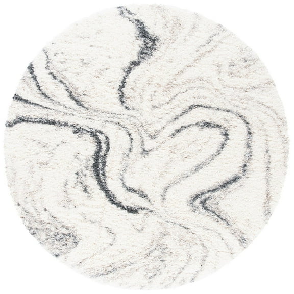 SAFAVIEH Fontana Danita Modern Shag Area Rug, Ivory/Grey, 8' x 8' Round