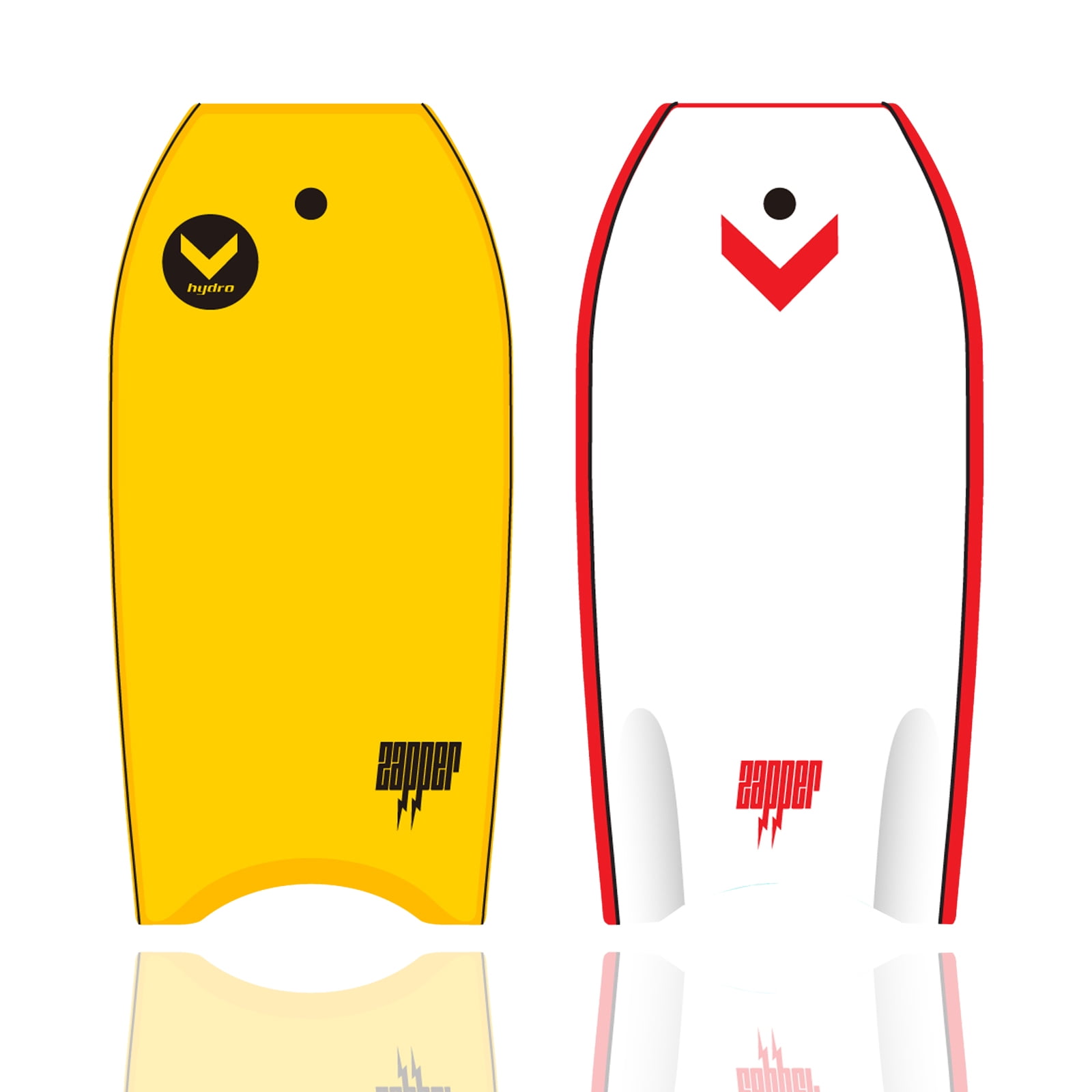 Hydro Zapper 45 Bodyboard Yellow Deck, Red Rails, White Bottom