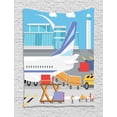 thumbnail image 1 of Airport Tapestry, Transportation Cartoon Composition of Loading Freight Containers in Cargo Plane, Wall Hanging for Bedroom Living Room Dorm Decor, 60W X 80L Inches, Multicolor, by Ambesonne, 1 of 2