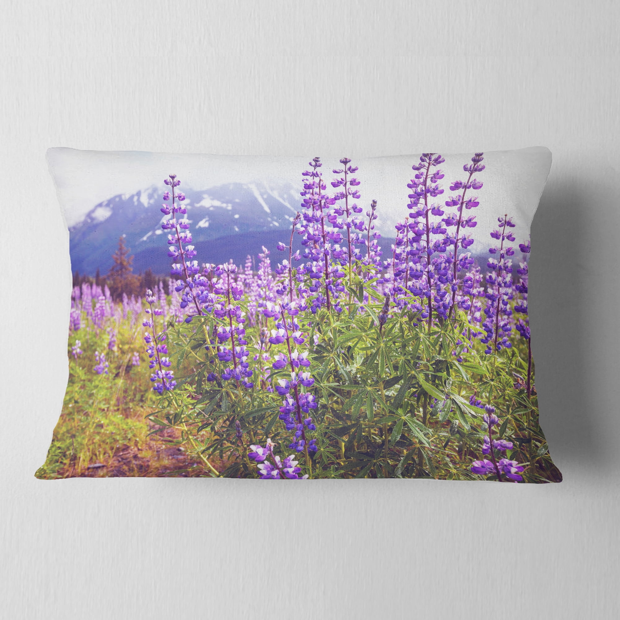 Designart 12" x 20" Purple Polyester Throw Pillow