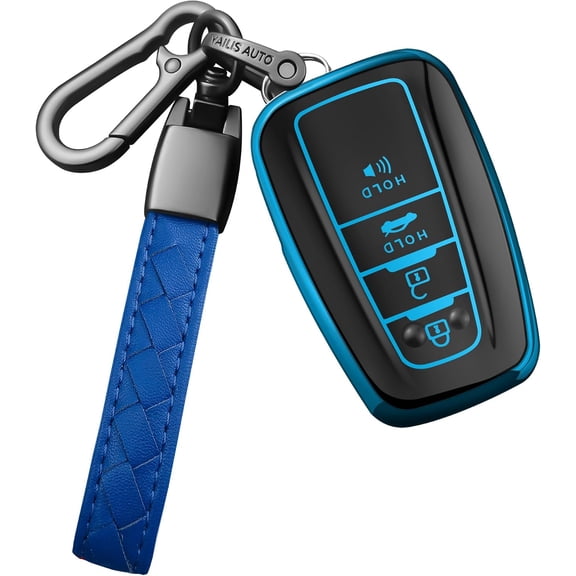 Key Fob Cover Compatible with Toyota RAV4 Camry Avalon Corolla Highlander C-HR Prius Smart Remote Keychain Case Holder Protector,Blue