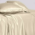 thumbnail image 3 of Cloud Fino Luxurious Satin Bed Sheets Ivory Silk Sheets Full 15 " Deep Pocket Pillowcases Sheet, 4-Piece, 3 of 6