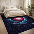 thumbnail image 3 of ODIKA 8'x10' Washable Area Rug Deep Navy Black Galaxy Starry Nebula Theme Meteorite Uranus Themed Cosmic Vortex with Trails for Dining Room, Large Office, Lounge, Non-Slip Chair-Friendly Mat, 3 of 7