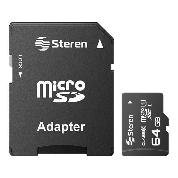 Memoria microSD XC 64 GB clase UHS-I U1 V10 A1 con adaptador SD Steren