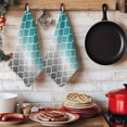 thumbnail image 4 of Dish Towels, Teal Green and Gray Ombre Gradient Absorbent Kitchen Towels 2 PCS, Morocco Pattern Microfiber Hand Towels Dish Cloths Tea Towels for Home&nbsp;Bathroom Cleaning Drying,18X28-Inch,, 4 of 9